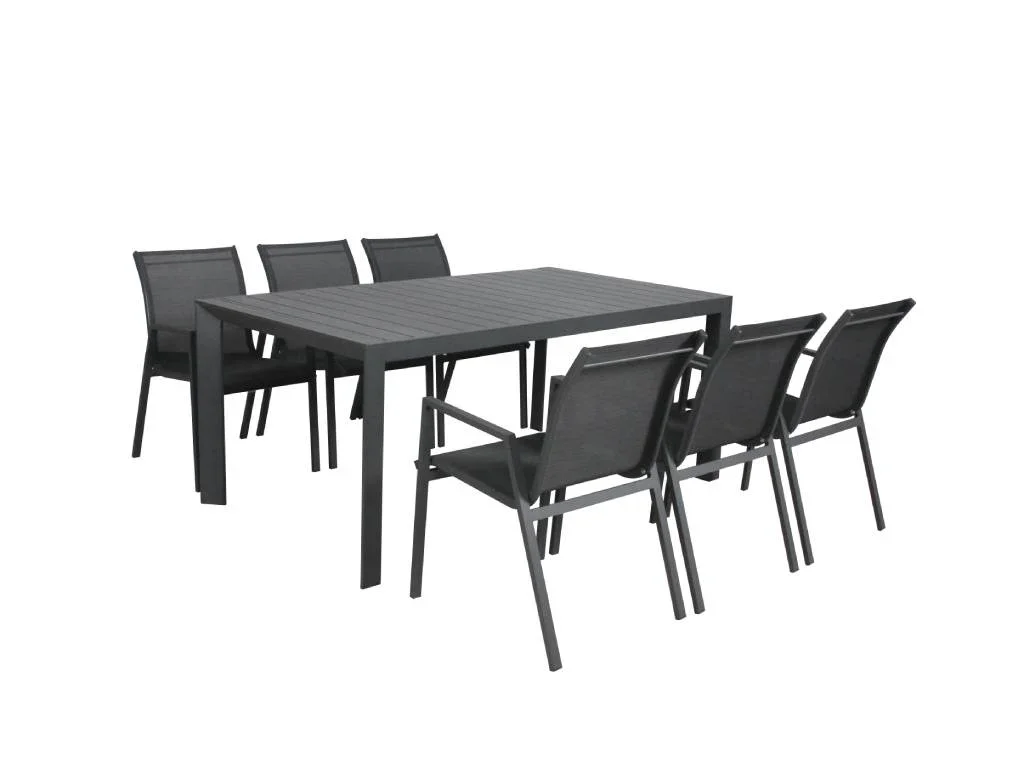 VI Icaria 7pc Dining Table and Chairs Kit-Charcoal and White