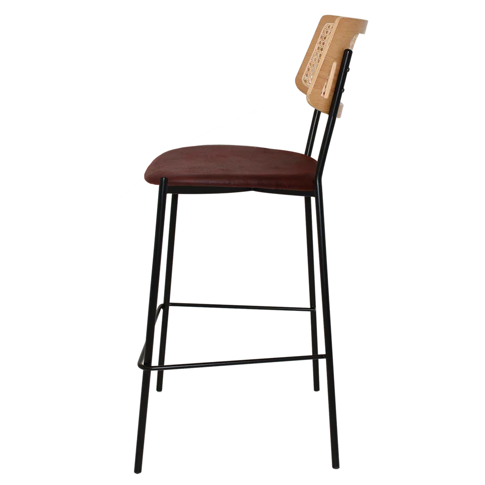 EZ Texas Metal Leg Rattan Back Barstool - Natural