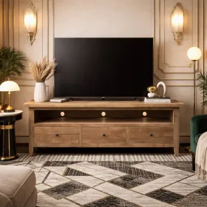 MF Morocco Recycled Timber TV Unit with Drawers & Niche thumbnail 4