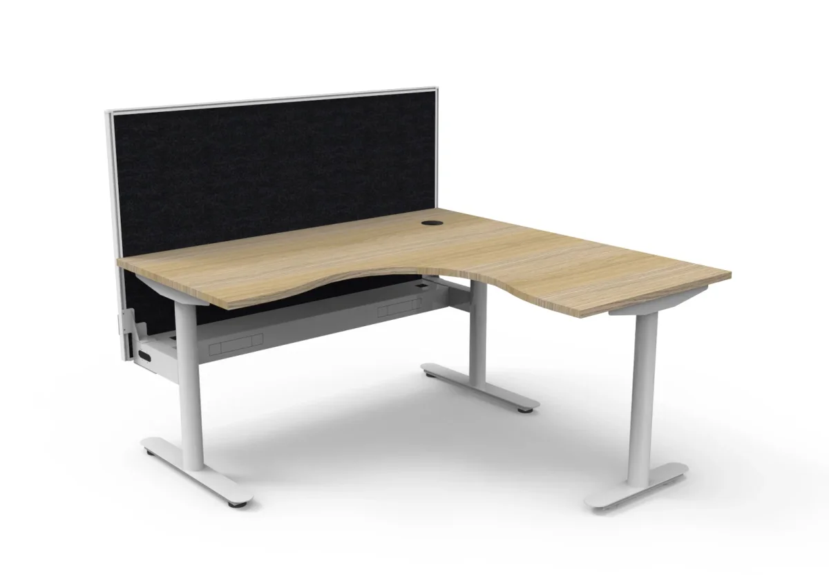 RL Halo Static Corner Workstation with Aluminium Framed Screen