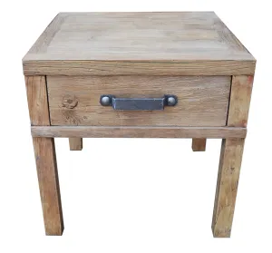 MF Recycled Elm Timber 1 Drawer Lamp Table thumbnail 1