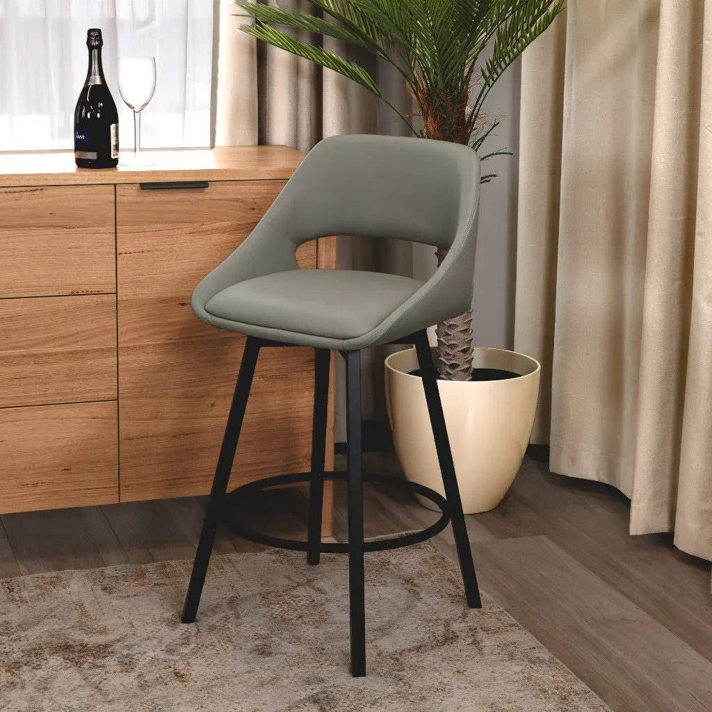 VI District PU Leather Upholstered Metal Base Bar Chair
