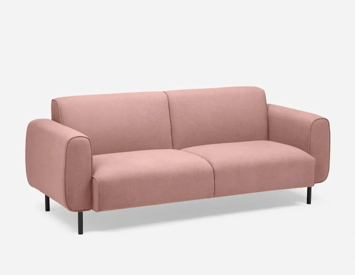 HE Stanly Fabric Upholstered Metal Leg 3 Seater Sofa