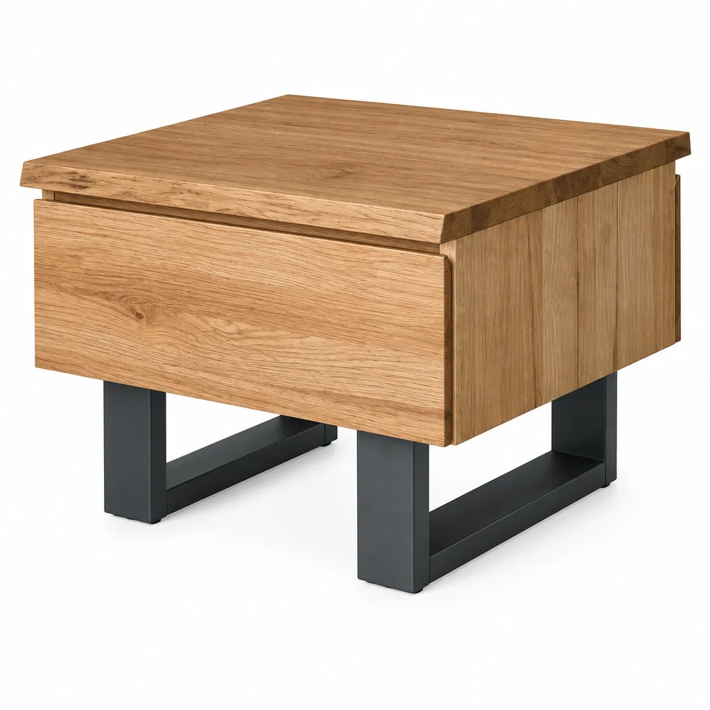 MD Nancy Solid Timber Metal Leg 1 Drawer Lamp Table