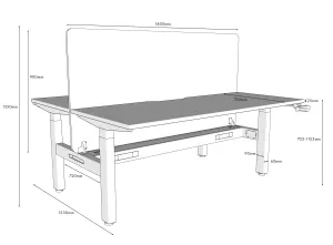 RL Boost Crank 2-User Height Adjustable Workstation with Grey Eco Panel Screen thumbnail 3