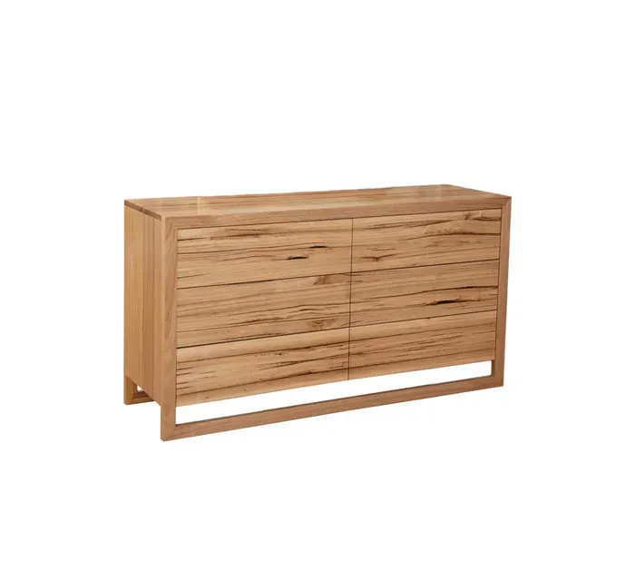 MD Bright Solid Timber 6 Drawer Low Chest of Drawers
