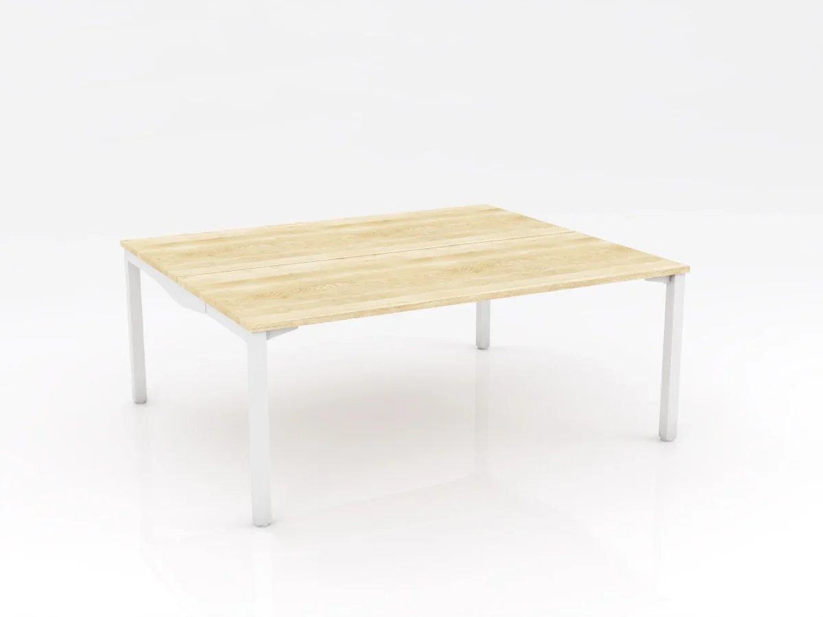 OL Axis Stretch Double Sided 2 User Desk – Oak Top White Frame thumbnail 2