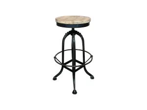 MF Industrial Iron Solid Timber Top Metal Leg Bar Stool thumbnail 1