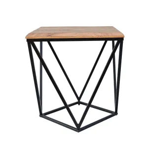 VI Quad Solid Timber Metal Legs Square Lamp Table thumbnail 1