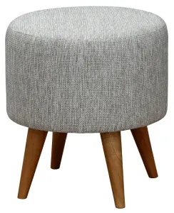 CT Manhattan Fabric Upholstered Round Ottoman with Timber Legs thumbnail 2