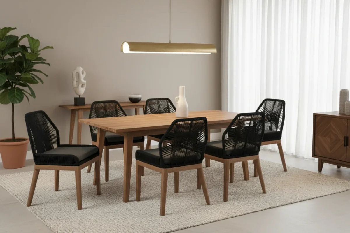 VI Faro Fabric Upholstered Seat Timber Leg Dining Chair