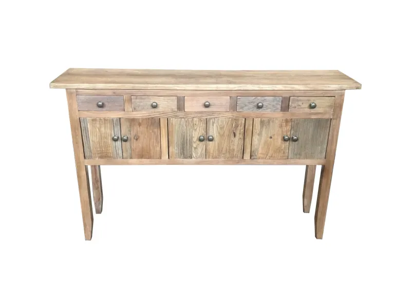 MF Rudolph Recycled Timber 5 Drawer 6 Door Hall Table