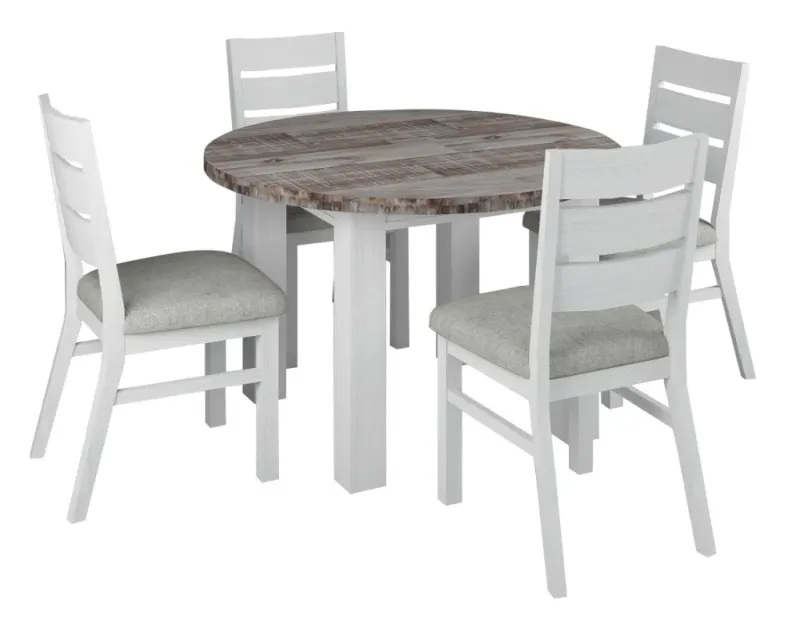 VI Homestead Solid Timber 5 Pieces Round Dining Setting
