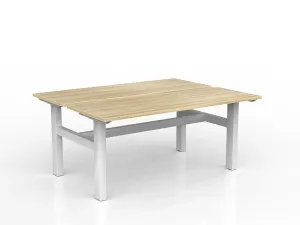 OL Agile Fixed Height Shared Desk – Oak Top with White Frame thumbnail 8