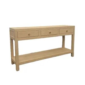 CR Kagu Solid Timber 3 Drawer 1 Shelf Console Table thumbnail 1
