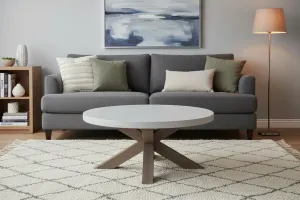 VI Liberty Timber Base Concrete Top Round Coffee Table thumbnail 3
