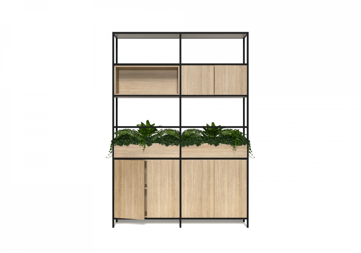 OL Rhodes 6 Door 2 Bay Credenza with 6 Planter Box