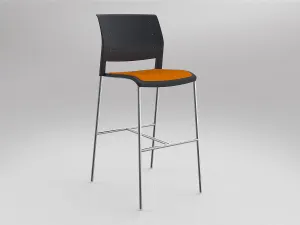 OL Game Upholstered Seat Chrome Legs Barstool thumbnail 1