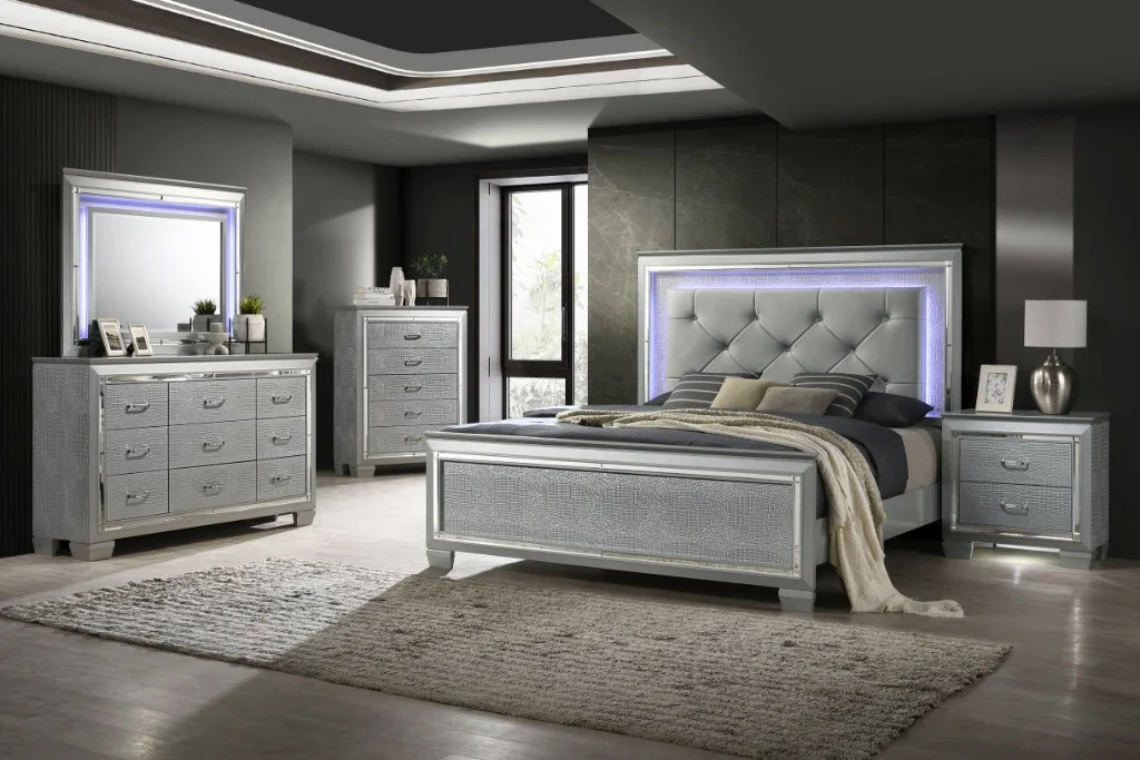 VI Veronica Timber Framed Bed with LED Light