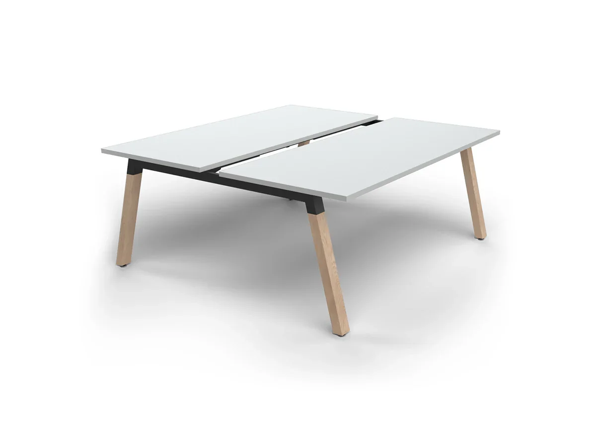 OL Plantation Melamine Top Timber Leg 2 Users Double Sided Desk