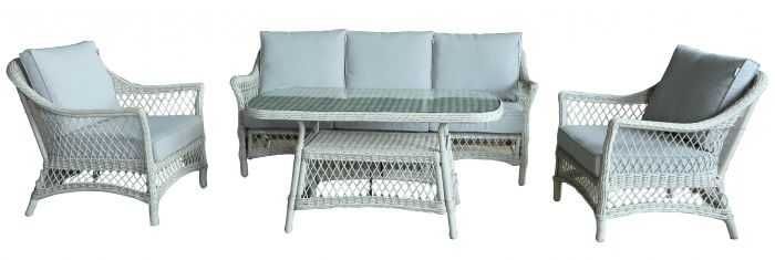 VI Madrid Aluminium Frame Wicker Outdoor 5 Seater Sofa with Coffee Table Set