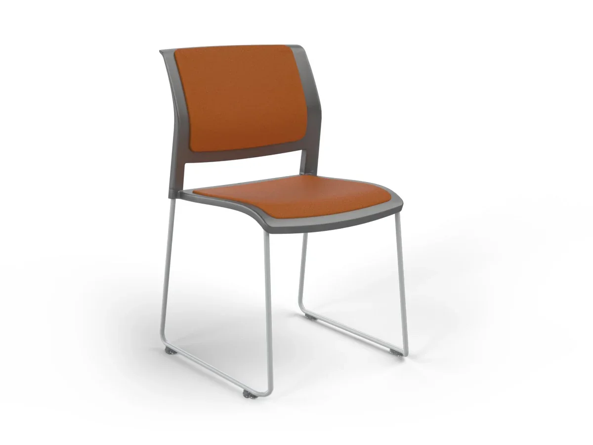 OL Game Fabric Upholstered Hospitality Stacking Chair - Charcoal Shell