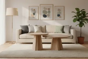 VI Lane Solid Timber Round Coffee Table Set of 2 thumbnail 3