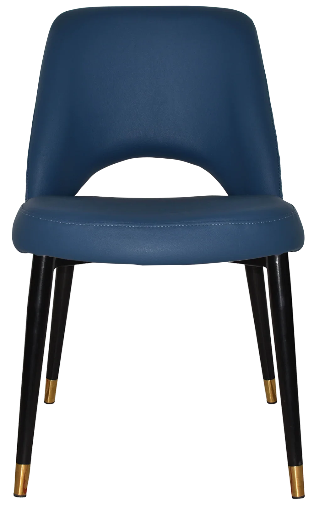 EZ Albury Black Stainless Steel Brass Top Leg Upholstered Hospitality Dining Chair