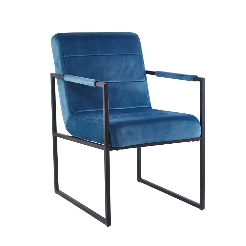 VI Conrad Velvet Upholstered Black Metal Legs Dining Chair
