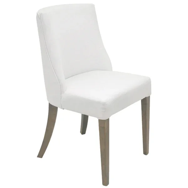 DA Ophelia White Fabric Upholstered Timber Leg Dining Chair