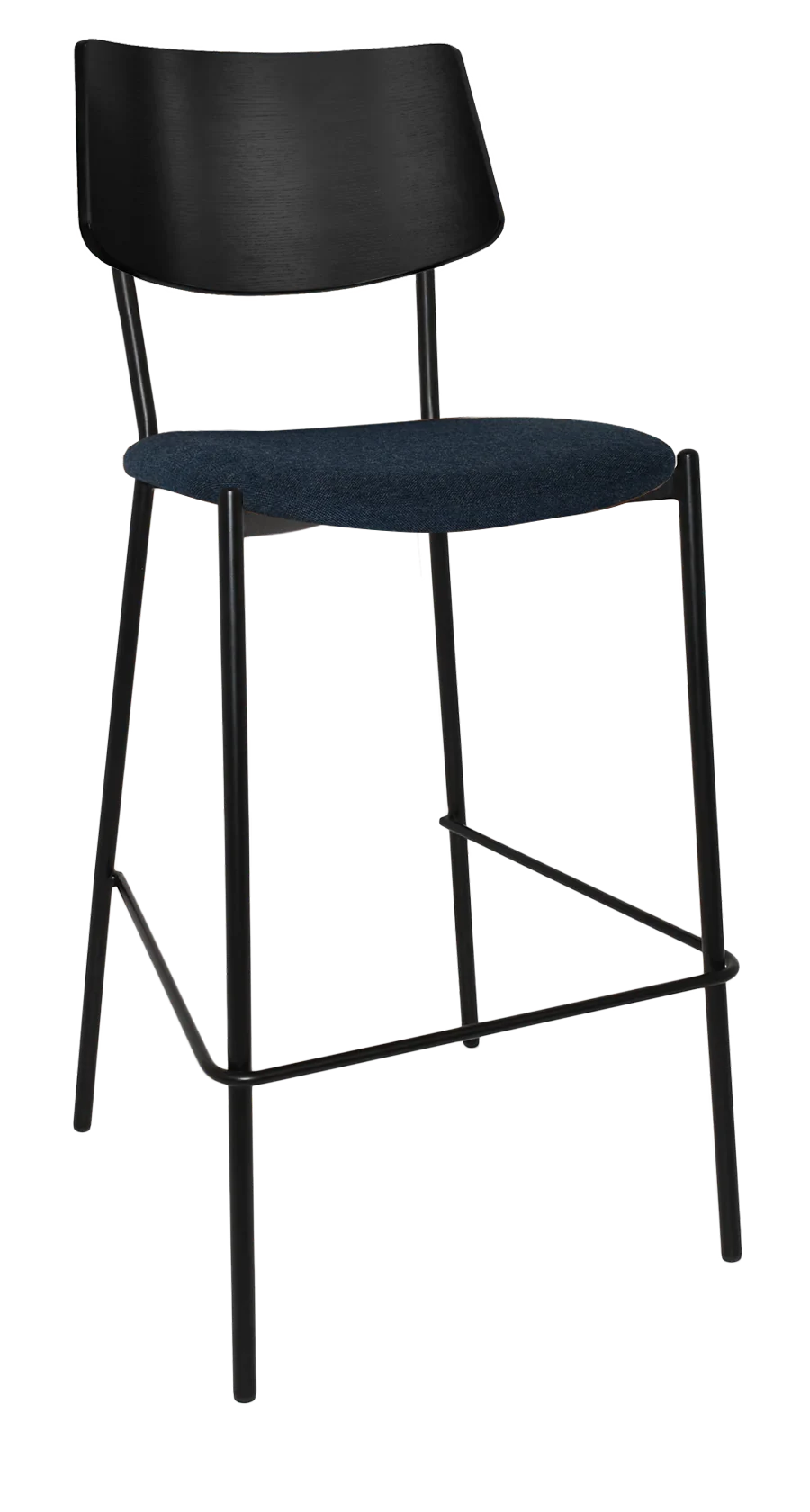 EZ Texas Black Metal Leg Barstool with Black Veneer Back