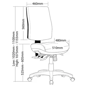 ST Galaxy Fabric Upholstered High Back Task Chair with Seat Slider thumbnail 2
