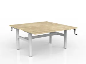 OL Agile Winder Height Adjustable Shared Desk – Oak Top with White Frame thumbnail 6
