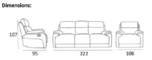 EL Simoca 3 Seater + 2 Single Seater Leather Recliner Lounge Set thumbnail 7