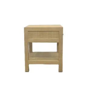 CR Kagu Solid Timber Raffia Finish 1 Drawer Bedside Table thumbnail 4