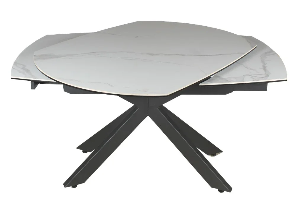 VI Kross Metal Leg Ceramic Top Extandable Dining Table