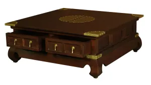 CT Dynasty Solid Mahogany Timber 4 Drawer Square Coffee Table thumbnail 4