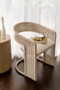 CR Hampton Natural  Rattan Fabric Seat Dining Chair thumbnail 6