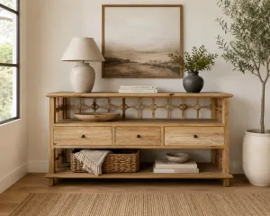 CR  Sonoma Solid Timber 3 Drawer 2 Shelf Open Buffet thumbnail 2