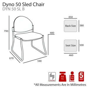 MA Dino 50 Fabric or PU Leather Upholstered Stackable Sled Base Visitor Chair thumbnail 3