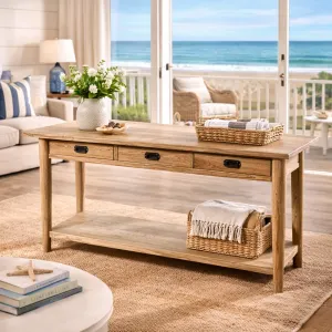 MF Tiffany Solid Timber 3 Drawer Hall Table thumbnail 4