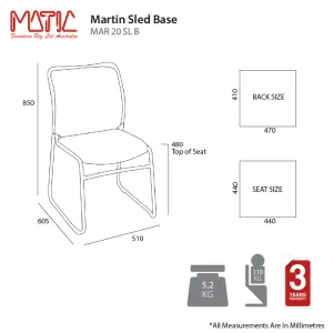MA Martin Chrome Sled Base Stackable Meshback Visitor Chair thumbnail 5
