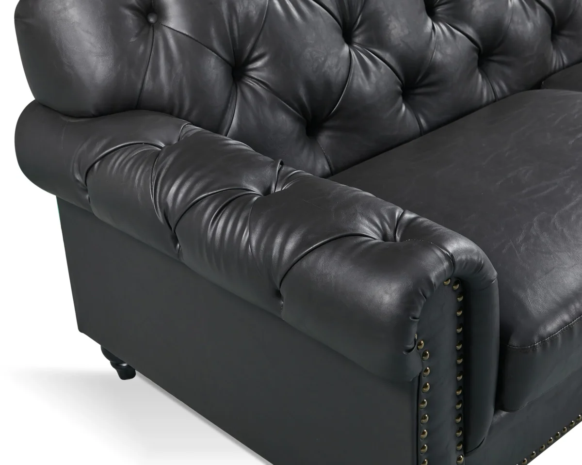 BT Barclay Chesterfield PU Leather Upholstered 2 Seater Sofa