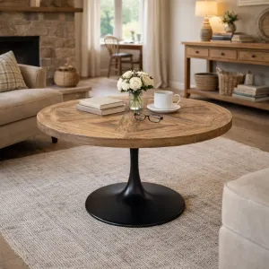 MF Mason Timber Top Metal Base Round Dining Table thumbnail 5