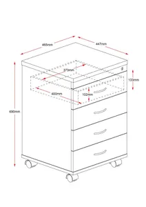 RL Rapid Worker 4 Drawer Mobile Pedestal thumbnail 3