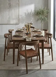 CT Elliot Solid Oak Timber Genuine Leather Seat Dining Chair thumbnail 2