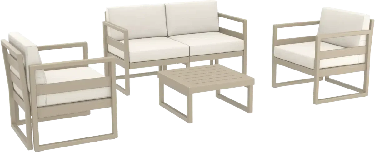 FL Mykonos Aluminium Hospitality Outdoor 4 Seater Lounge Set with Cushion