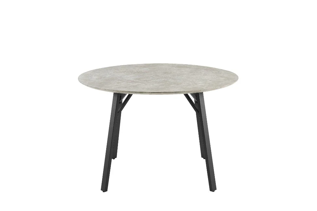 VI Primo Marble Look MDF Top Metal Leg Round Dining Table