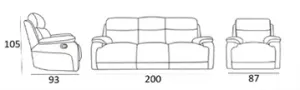 EL Hondo 3 Seater + 2 Single Seater Leather Electric Recliners Lounge Set thumbnail 3