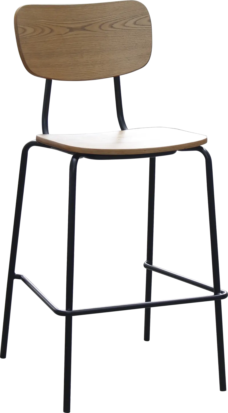 FL Tiramisu Plywood Black Metal Frame Hospitality Barstool